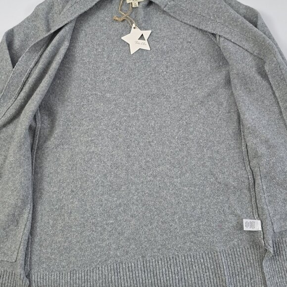 Tres Chic Women's Grey Wool Blend Open Front Long Cardigan Patch Pockets Size M - Picture 8 of 14